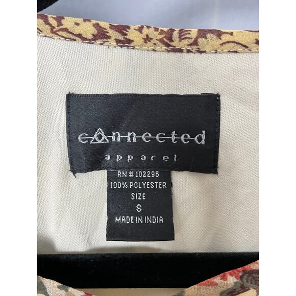 Connected Apparel Y2K Style Beaded Floral Patchwork Midi Dress Size Small Boho - Picture 5 of 6